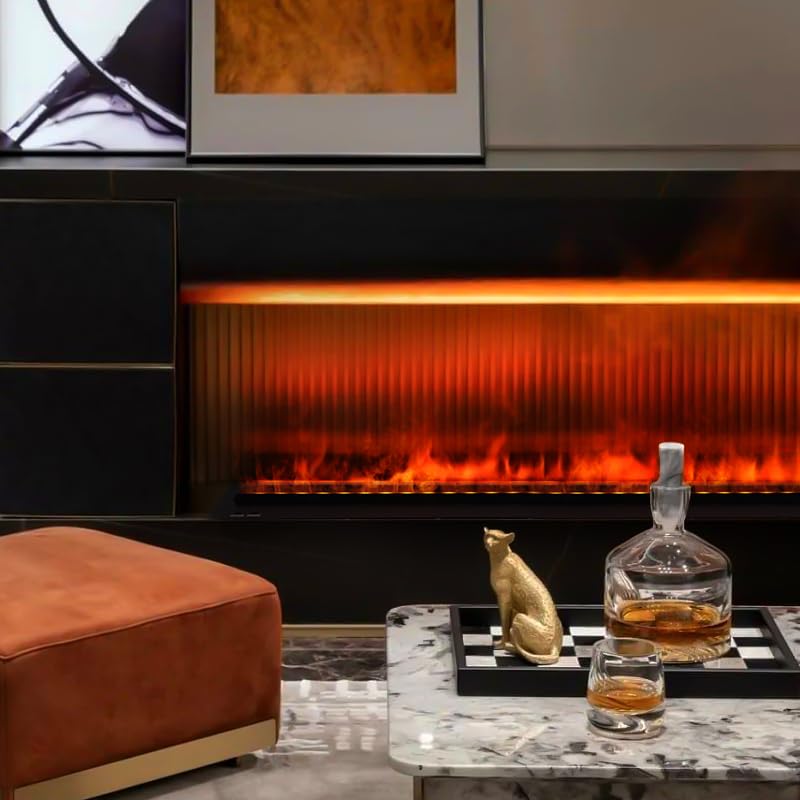 36 inch Water Vapor Fireplace 3D Atomizing Fireplace Recessed Electric Fireplace Remote Control with Timer Touch Simulation Flame Touch Flame Multiple Colors and Flame Adjustment