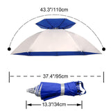 NEW-Vi Fishing Umbrella Hat Folding Adjustable Sun Rain Cap, 37.4”Oversize Hands Free Umbrellas, 7-Ribs Anti-UV Waterproof Headwear for Fishing Gardening Golf Sunshade Outdoor