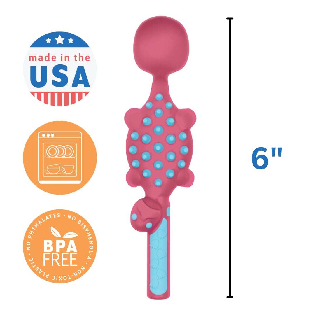 Constructive Eating Plate and Utensils Set - USA-Made Toddler Dinnerware with Divided Plates (Dinosaur)
