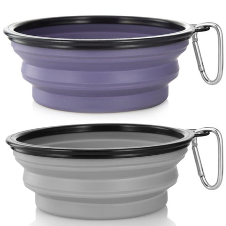 Dog Bowl Pet Collapsible Bowls, 2 Pack for Cats Dogs, Portable Pet Feeding Watering Dish for Walking Parking Traveling with 2 Carabiners (Small, Blue+Green)