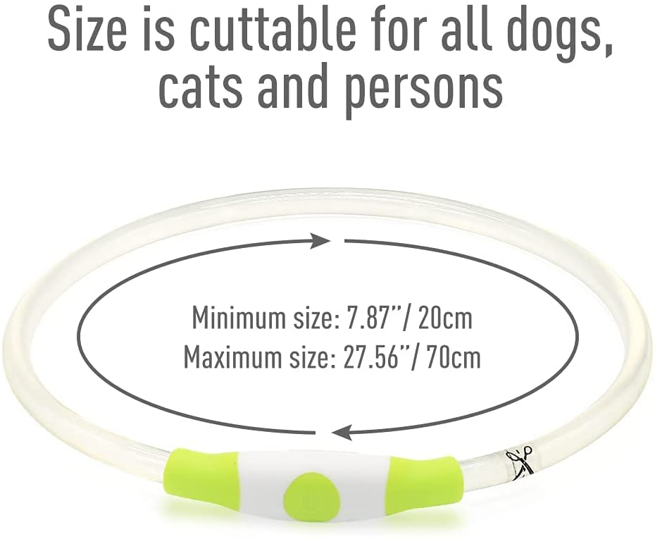 Colaseeme LED Dog Collar Light Up Dog Collars 1 Count USB Rechargeable TPU Glow Safety Basic Dog Collars, Please Do Not Use Fast Charging (Green)