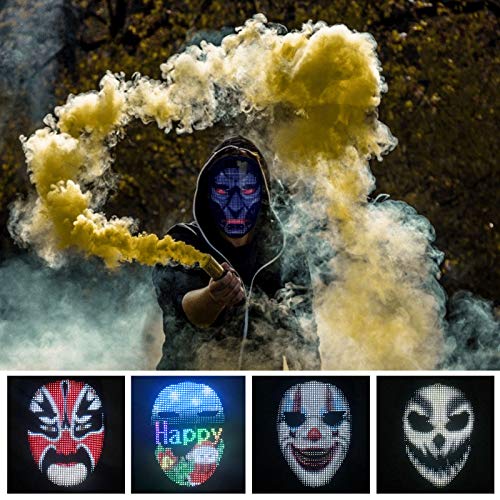 Depointer Life Led Mask with Rechargeable Bluetooth-compatible App Controlled, Customizable led mask, Lighted Face Transforming Mask, unisex-Adult