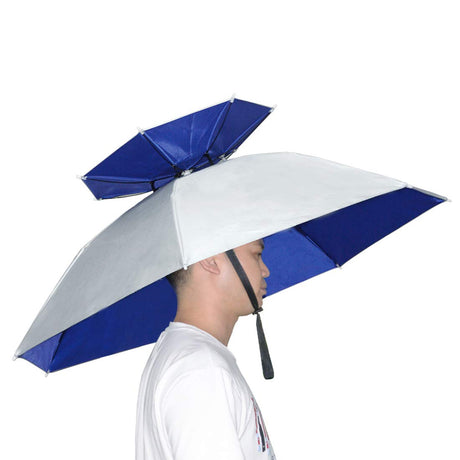 NEW-Vi Fishing Umbrella Hat Folding Adjustable Sun Rain Cap, 37.4”Oversize Hands Free Umbrellas, 7-Ribs Anti-UV Waterproof Headwear for Fishing Gardening Golf Sunshade Outdoor