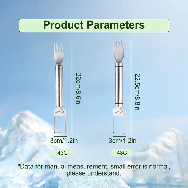 Upgraded 2-in-1 Stainless Steel Fruit Cutter, 2024 New Watermelon Fork Slicer Cutter Slicer Tool, Dual Head Fruit Forks Slicer Knife with Round Handle (2 PCS)