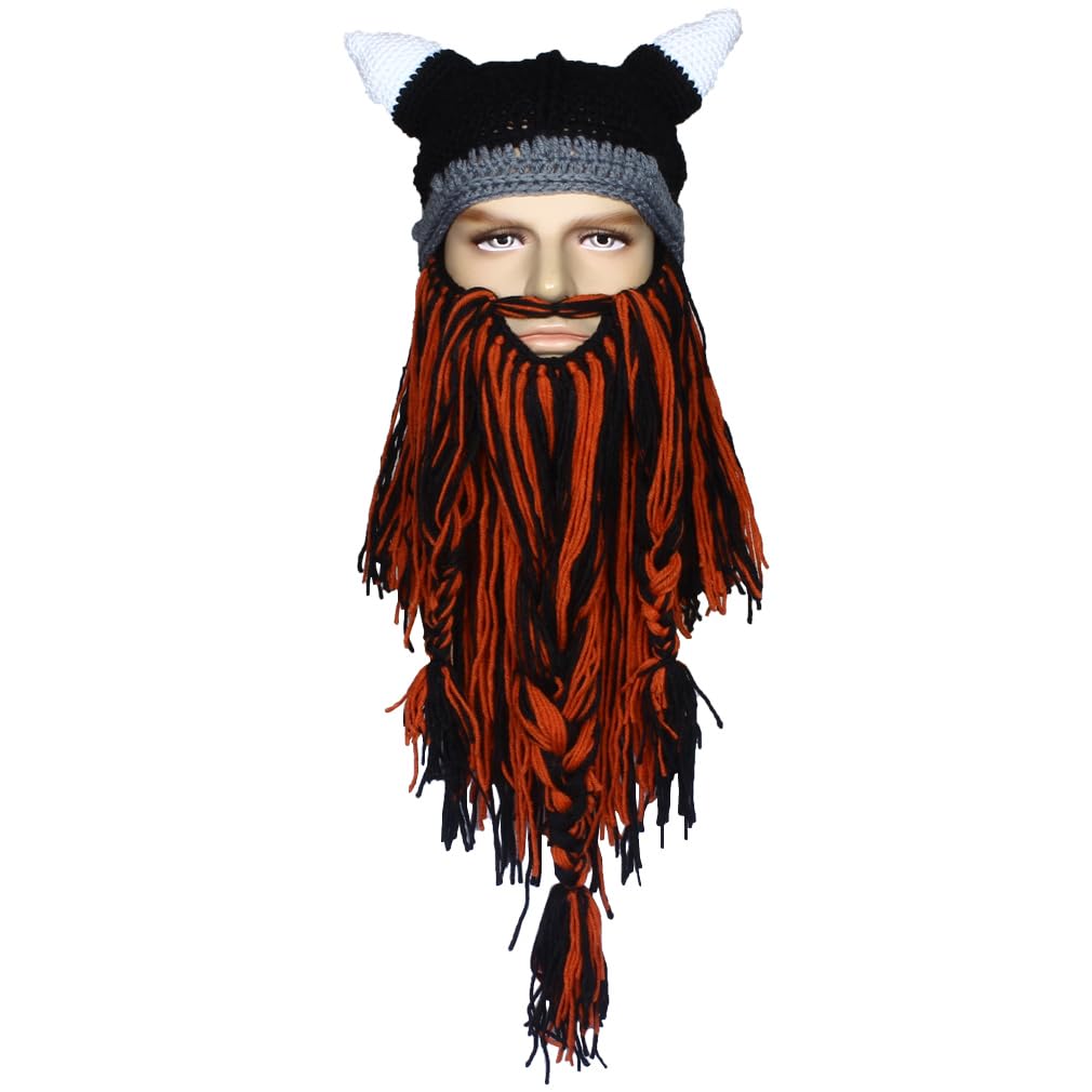 Creative Barbarian Knit Beard Hat Funny Knit Cap Wig Beanie Hats Beard Facemask