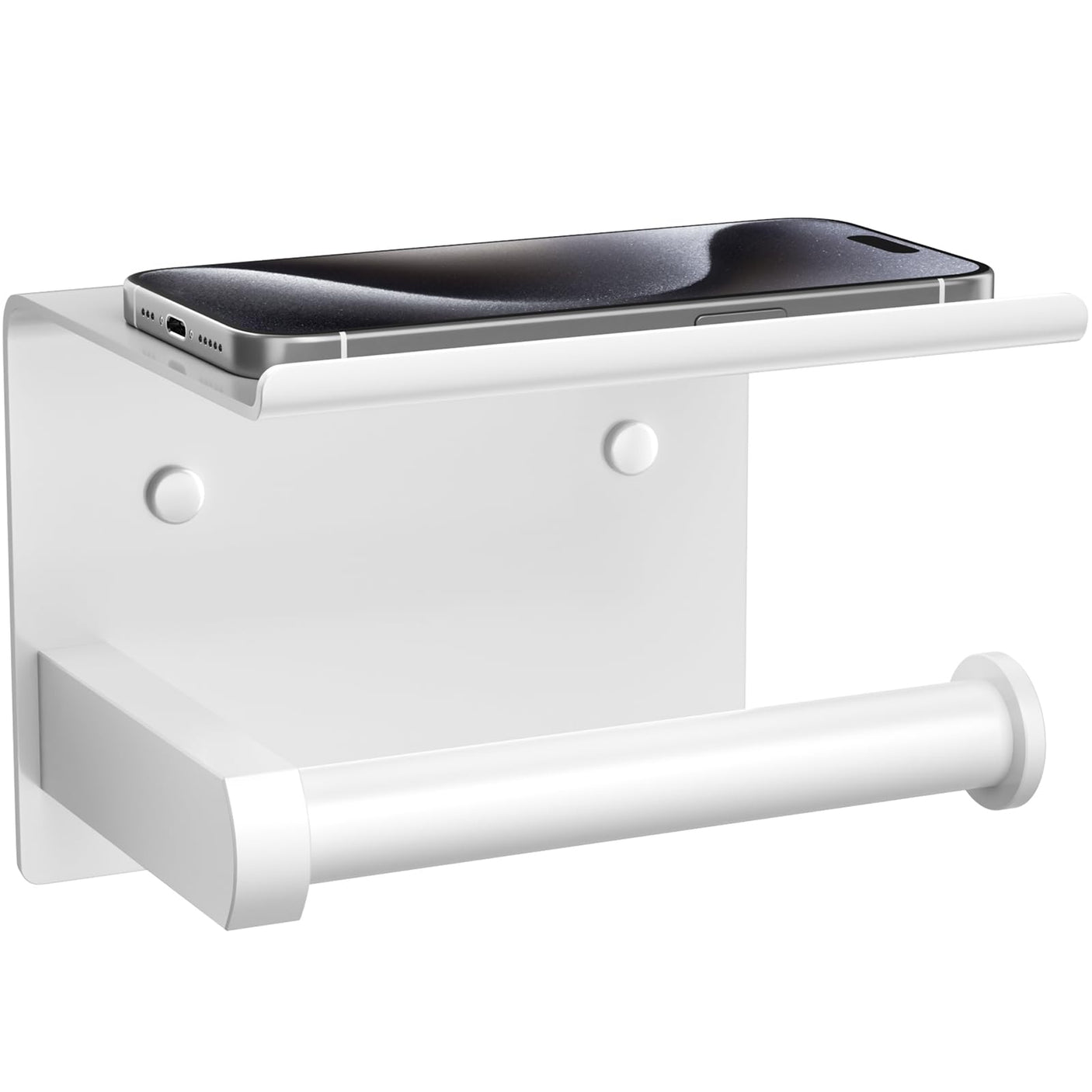 Tindbea Toilet Paper Holder with Phone Shelf, Adhesive or Screw Wall Mount Toilet Tissue Roll Holder, Rustproof & Multifunctional Stainless Steel Bathroom Storage Dispenser (Brushed Nickel)