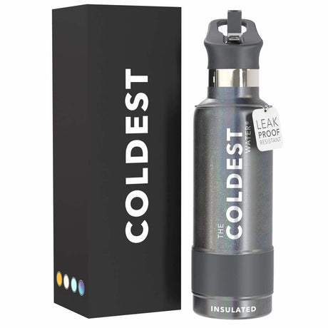 Coldest Insulated Water Bottle with Straw Lid - Stainless Steel Metal Thermos for Men & Women (Matte Black, 32 oz)