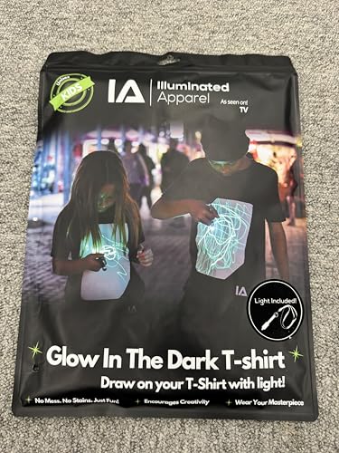 Illuminated Apparel Original Interactive Glow in The Dark T-Shirt - Fun for Birthday Parties & Festivals