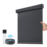 Motorized Smart Blind for Window with Remote Control, Automatic Blackout Roller Shade Customizable Size,with Valance Child Safety Rechargeable Battery Blinds (Full Blackout Black)