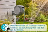 GARDENA 20505, 100' Retractable Garden Hose Reel with US Hose Threads - 100' x 1/2" hose, Automatic Retraction & Length Lock for Easy Watering. Heavy Duty Swivel Bracket 180°, Includes Nozzle.