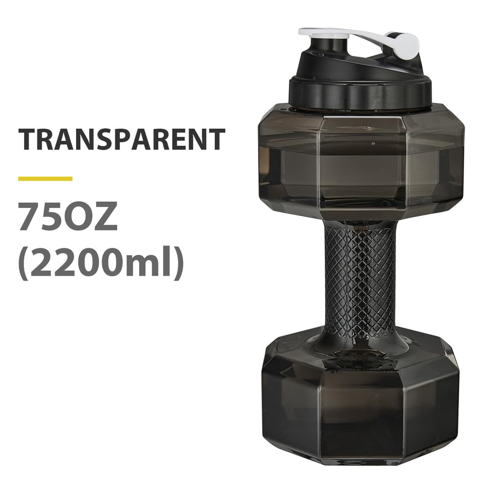 2.2L / 75Oz Dumbbell Shape Water Bottle, PETG Eco-friendly Sports Fitness Exercise Water Jug for Gym, Yoga, Running, Outdoors, Cycling, and Camping