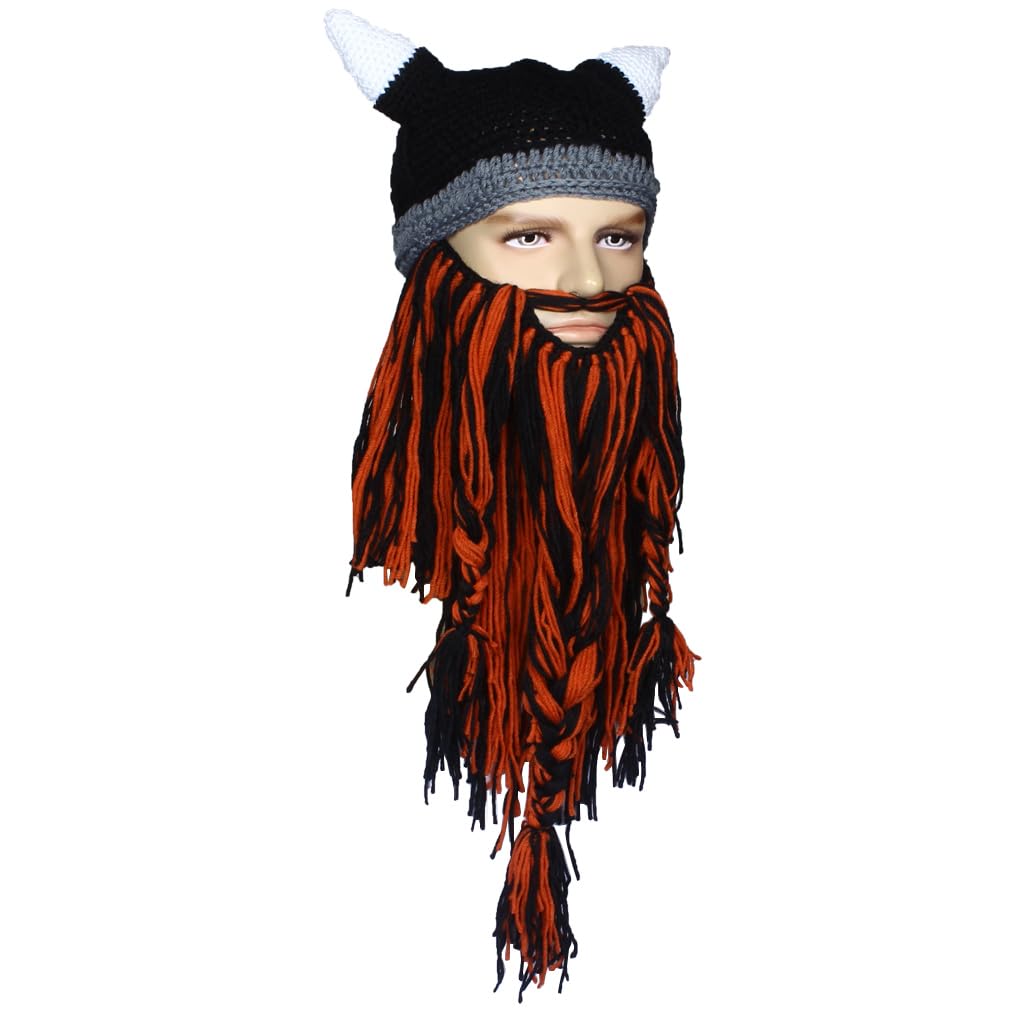 Creative Barbarian Knit Beard Hat Funny Knit Cap Wig Beanie Hats Beard Facemask