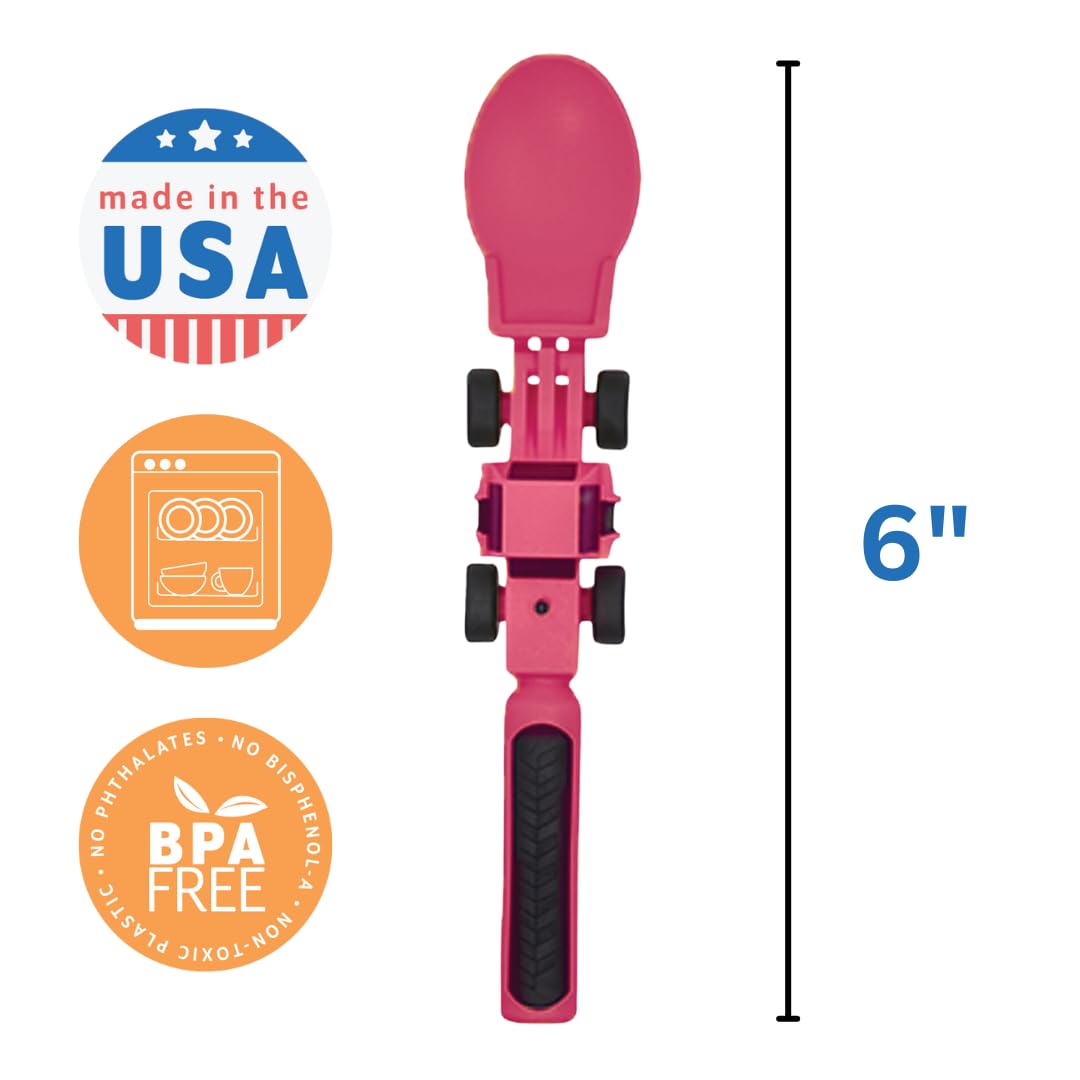 Constructive Eating Plate and Utensils Set - USA-Made Toddler Dinnerware with Divided Plates (Dinosaur)