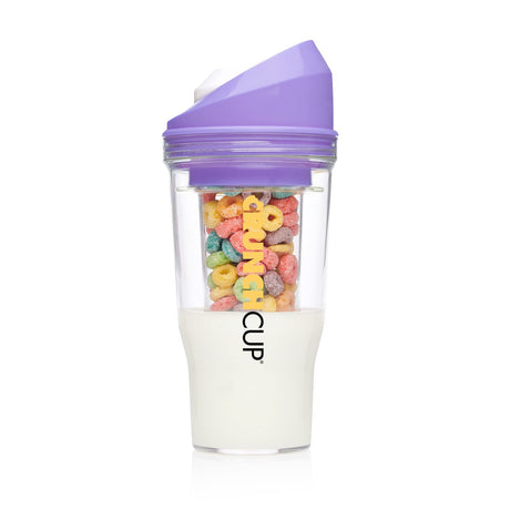 CRUNCHCUP XL Yellow - Portable Plastic Cereal Cups for Breakfast On the Go, To Go Cereal and Milk Container for your favorite Breakfast Cereals, No Spoon or Bowl Required