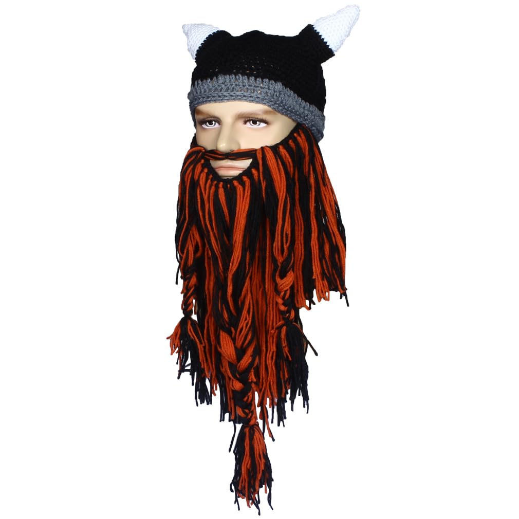 Creative Barbarian Knit Beard Hat Funny Knit Cap Wig Beanie Hats Beard Facemask