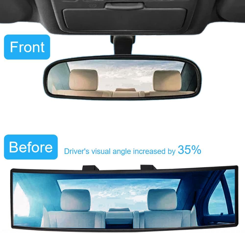 OBTANIM 2 PCS Rearview Mirror 12 Inch HD Glass Anti Glare Clip On Panoramic Wide Angle Car Interior Rear View Mirror Accessories for SUV Trucks (White)