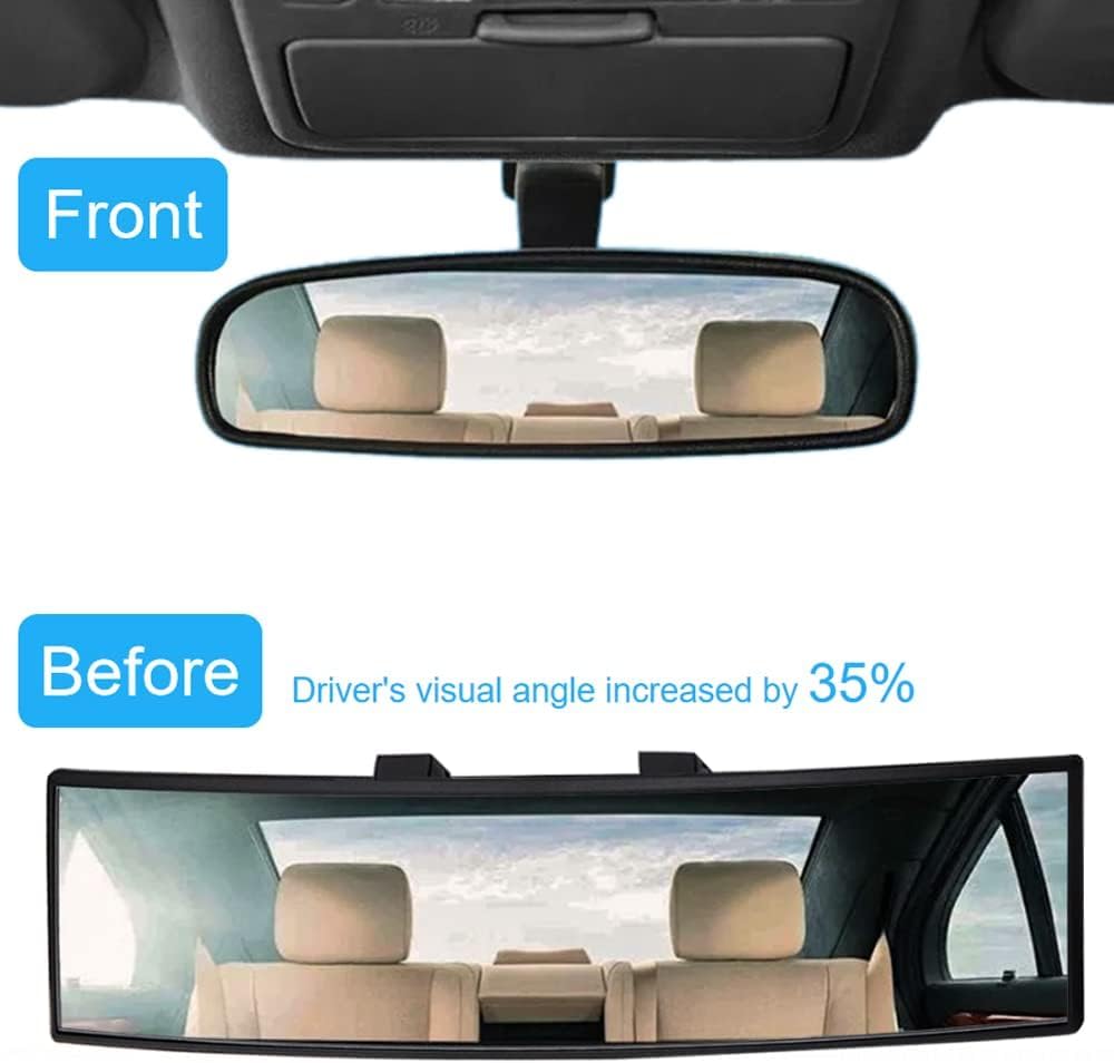OBTANIM 2 PCS Rearview Mirror 12 Inch HD Glass Anti Glare Clip On Panoramic Wide Angle Car Interior Rear View Mirror Accessories for SUV Trucks (White)