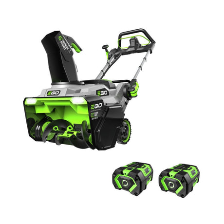 EGO Power+ SNT2112 21-Inch 56-Volt Lithium-Ion Cordless Snow Blower with Steel Auger - (2) 5.0Ah Batteries and Dual Port Charger Included, Black
