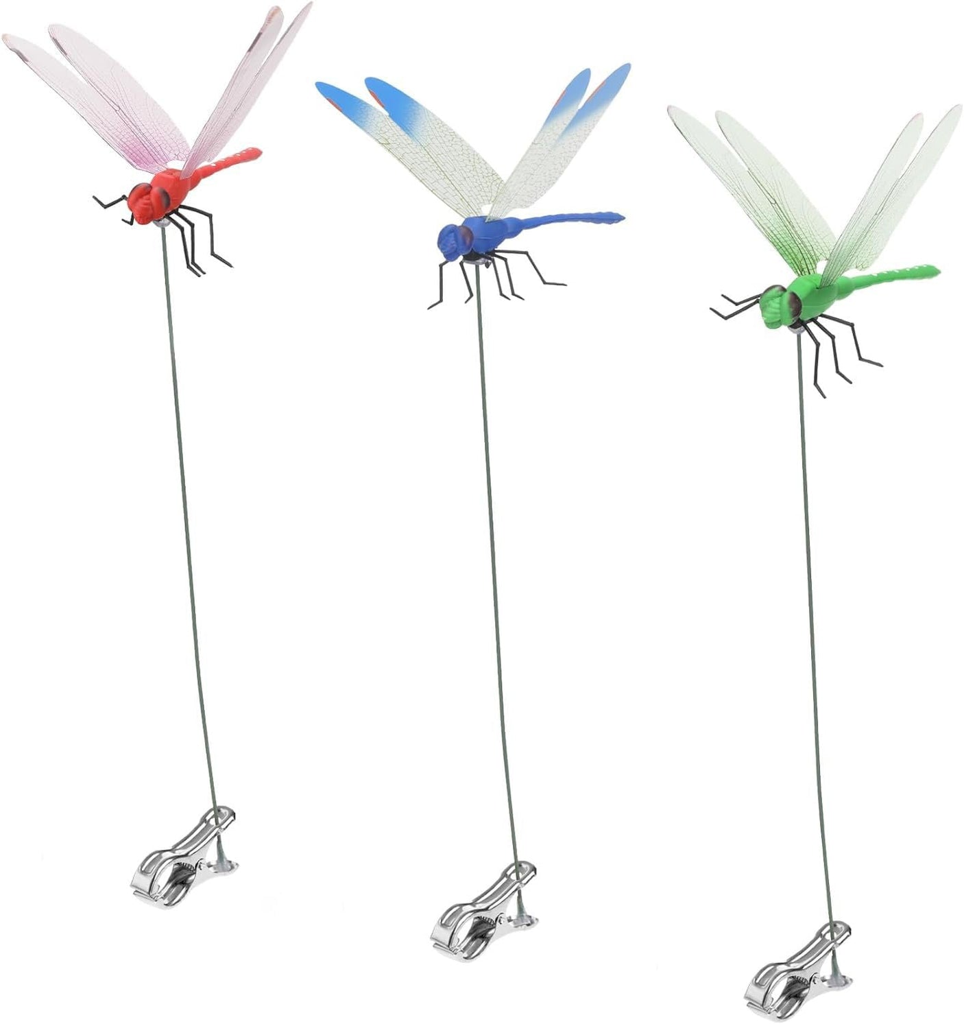 6 Pack Dragonfly Clip,3D Dragonfly Garden Stakes Decor,Fly Deterrent, Dragonfly Humming Bird Stakes,Deer and Horse Fly Deterrent,Garden Bird and Fly Scare Devices for Indoor Outdoor Garden - Build Your Ideas