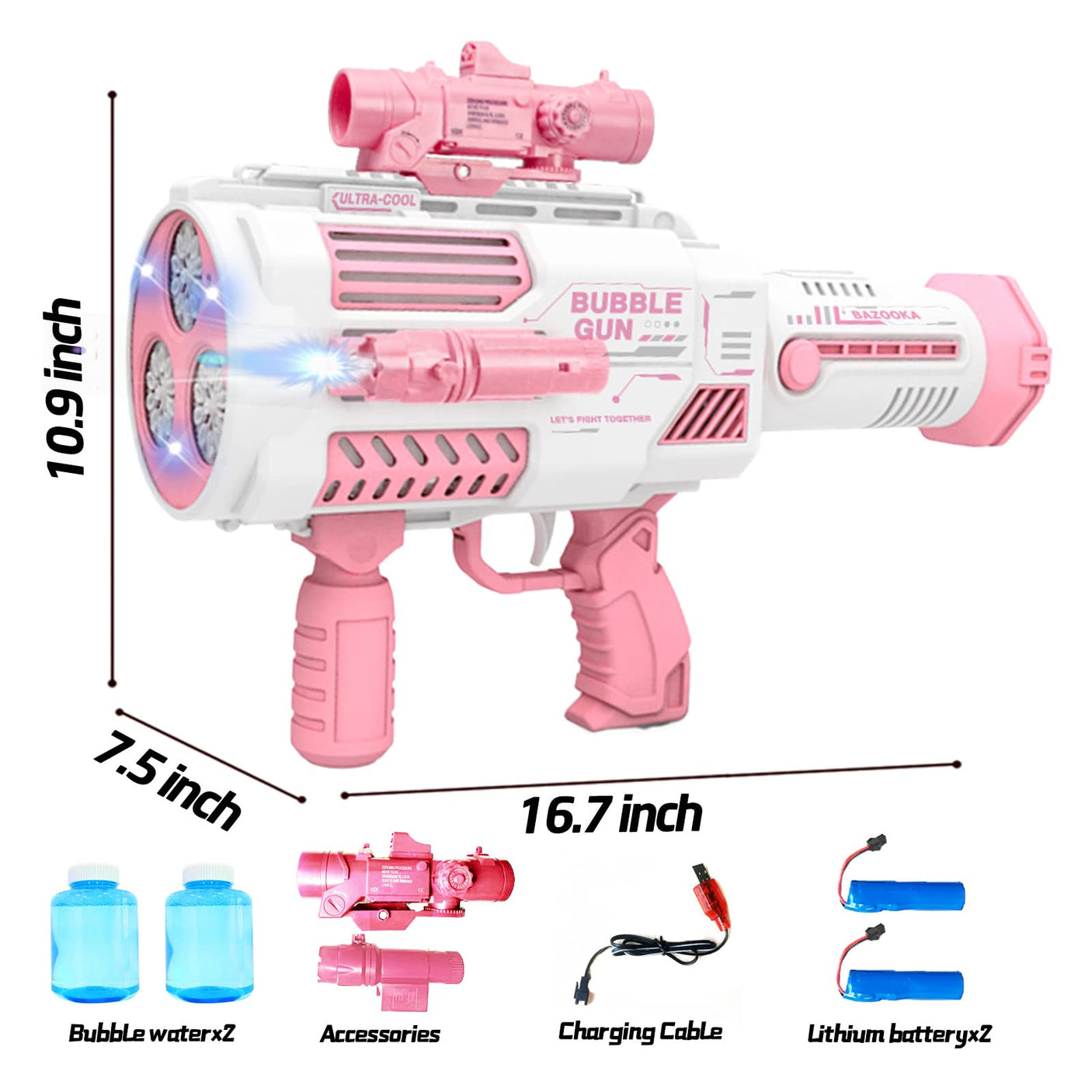 Automatic Gatling Bubble Gun,That Produces Thousands of Bubbles per Minute, Suitable for Children and Adults and Perfect for Indoor and Outdoor Birthday Parties for Girl Boy