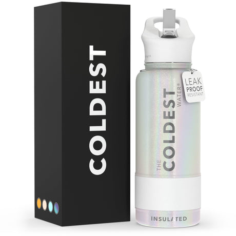 Coldest Insulated Water Bottle with Straw Lid - Stainless Steel Metal Thermos for Men & Women (Matte Black, 32 oz)
