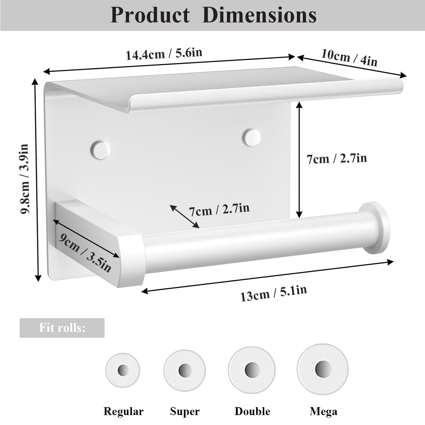 Tindbea Toilet Paper Holder with Phone Shelf, Adhesive or Screw Wall Mount Toilet Tissue Roll Holder, Rustproof & Multifunctional Stainless Steel Bathroom Storage Dispenser (Brushed Nickel)