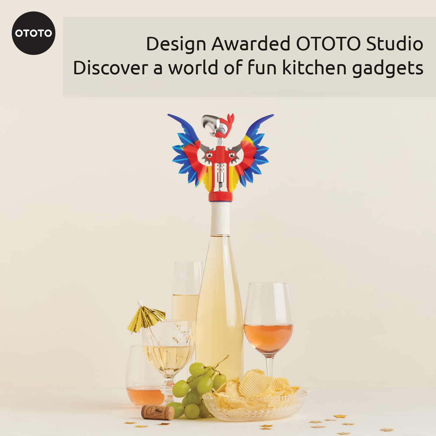 OTOTO 2-in-1 Wine & Beer Opener, Goth Halloween Gifts, Gothic Wine Accessories & Gifts for Wine Lovers, Spooky Corkscrew Bottle Opener, Wine Accessories, Wine Gifts, Cool Kitchen Gadgets (Vino)