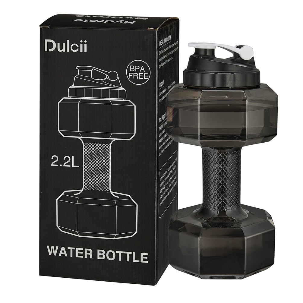 2.2L / 75Oz Dumbbell Shape Water Bottle, PETG Eco-friendly Sports Fitness Exercise Water Jug for Gym, Yoga, Running, Outdoors, Cycling, and Camping