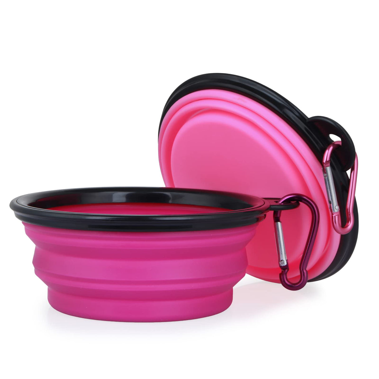 Dog Bowl Pet Collapsible Bowls, 2 Pack for Cats Dogs, Portable Pet Feeding Watering Dish for Walking Parking Traveling with 2 Carabiners (Small, Blue+Green)