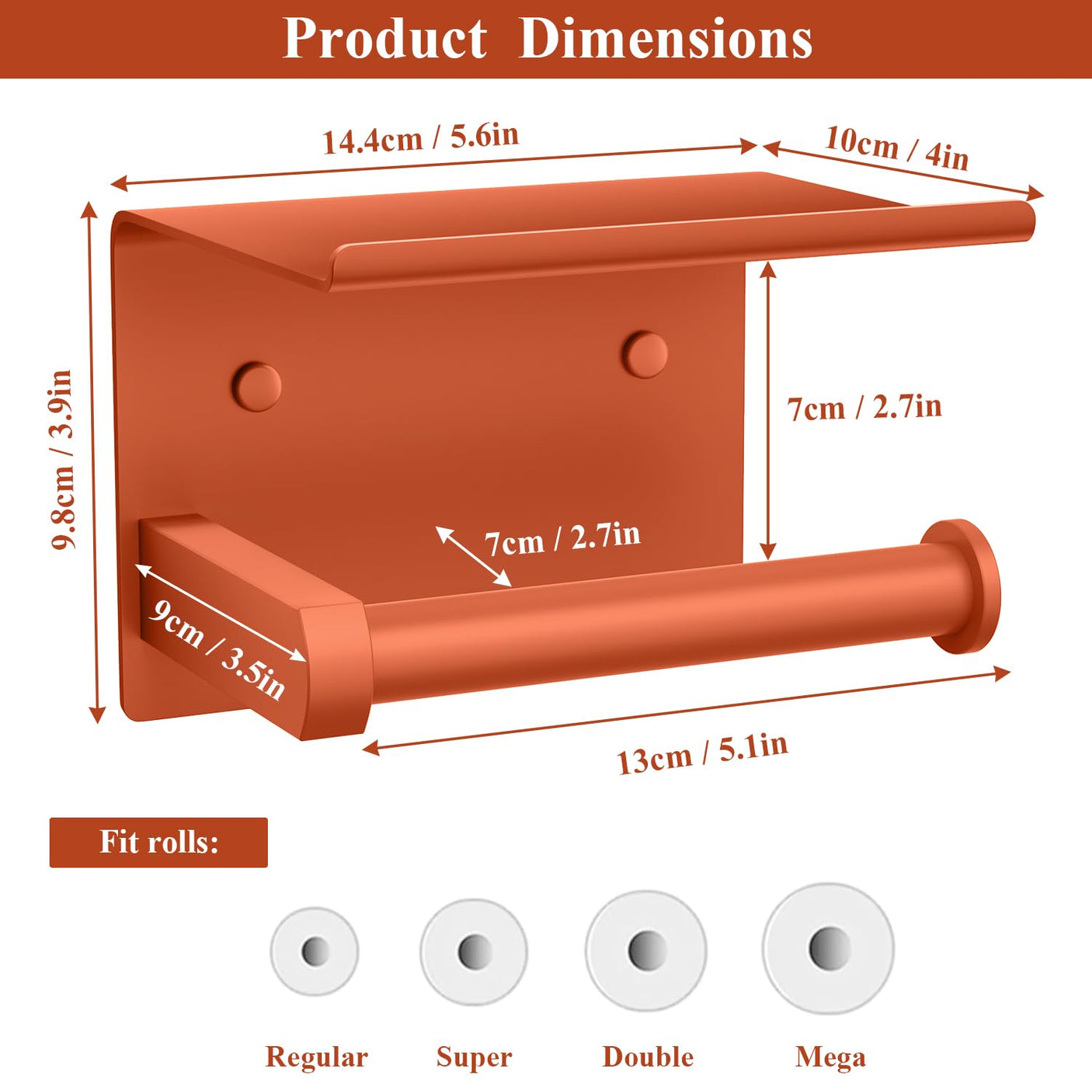 Tindbea Toilet Paper Holder with Phone Shelf, Adhesive or Screw Wall Mount Toilet Tissue Roll Holder, Rustproof & Multifunctional Stainless Steel Bathroom Storage Dispenser (Brushed Nickel)