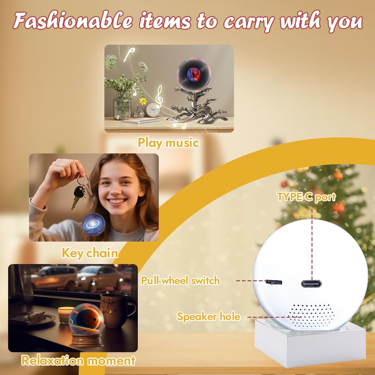 Memory Sphere Lamp - Memory Orb Video Crystal Ball,Ultrasound Baby Heartbeat, Or Family Moments Keepsake USB Rechargeable Led Glass Memory Sphere Gift (White)