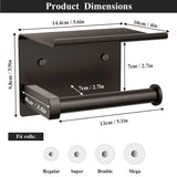 Tindbea Toilet Paper Holder with Phone Shelf, Adhesive or Screw Wall Mount Toilet Tissue Roll Holder, Rustproof & Multifunctional Stainless Steel Bathroom Storage Dispenser (Brushed Nickel)