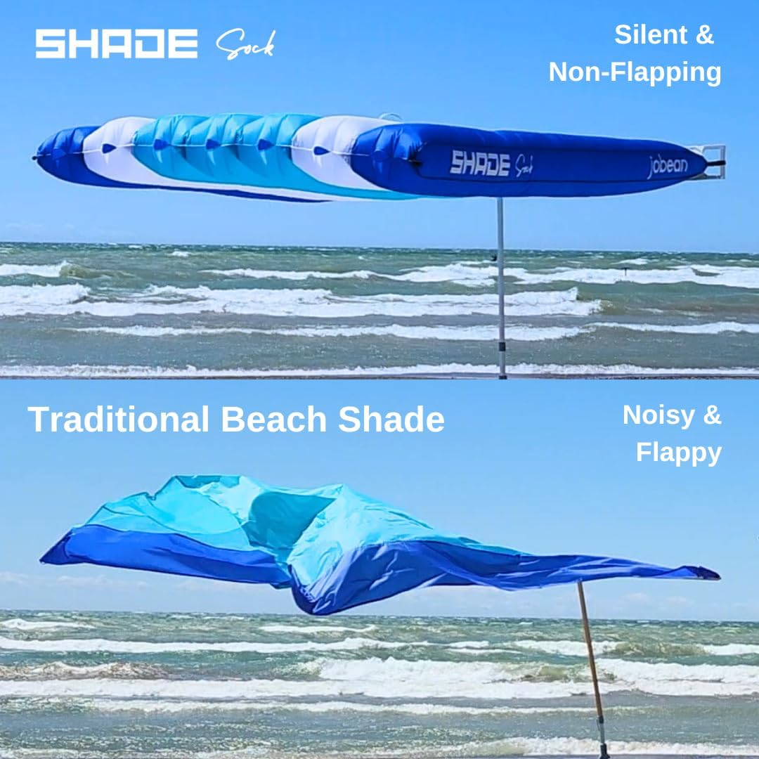 ShadeSock – The World’s 1st Wind-Inflating, Beach Shade – Silent, Non-Flapping Design, 8x10ft Auto-Directing Canopy – Light-Weight and Portable – Easy 2 Minute Set-Up, Blue