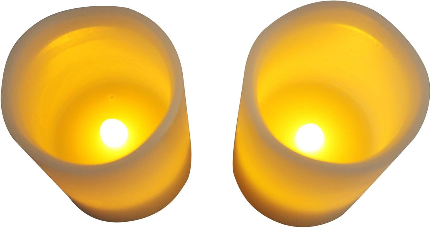 Set of 2 Magic Candles, Blow Them Out Like a Real Candle, or Shake Them to Turn on/Off, Battery Operated Candles, uses 2 AAA Batteries, 3” Dia x 4” Height