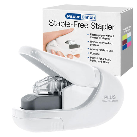 Plus Paper Clinch Compact Staple Free Staple Blue Turquoise