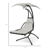 Best Choice Products Outdoor Hanging Curved Steel Chaise Lounge Chair Swing w/Built-in Pillow and Removable Canopy -Red