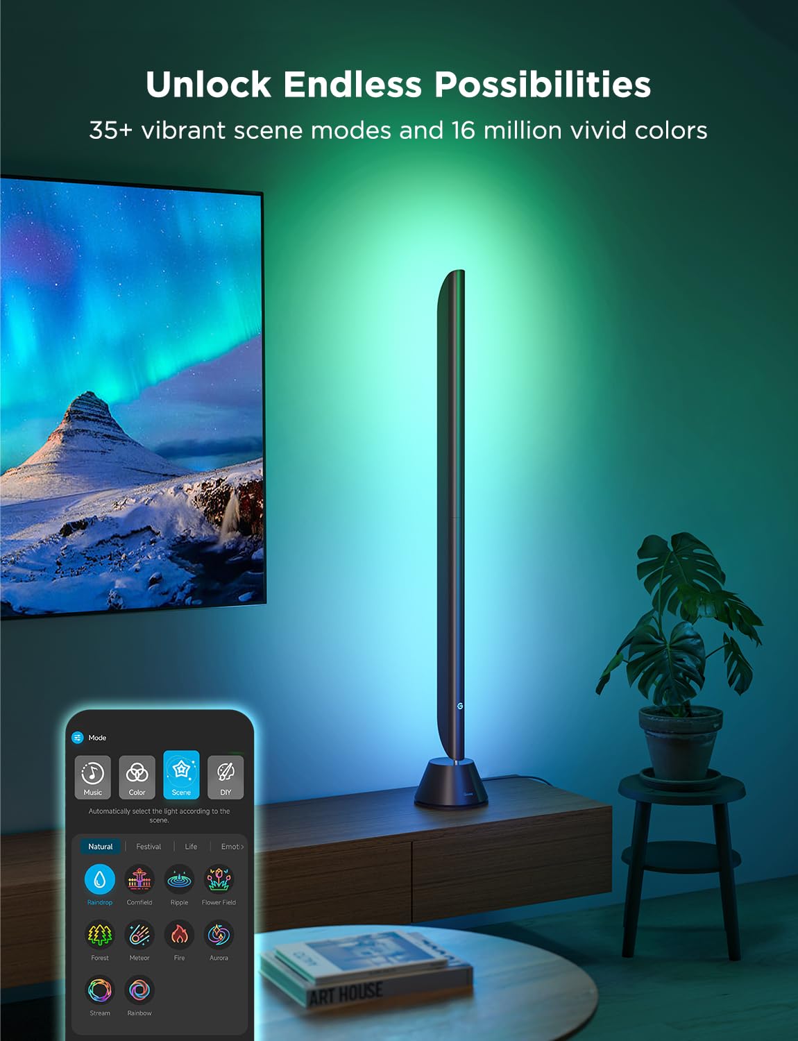 Govee Upgraded 31 Inch LED Light Bar with Scene and Music Modes, RGBIC WiFi Light with Multiple Placement Options Suitable for 55-70 inch TVs, Voice and App Control, 1 Pack