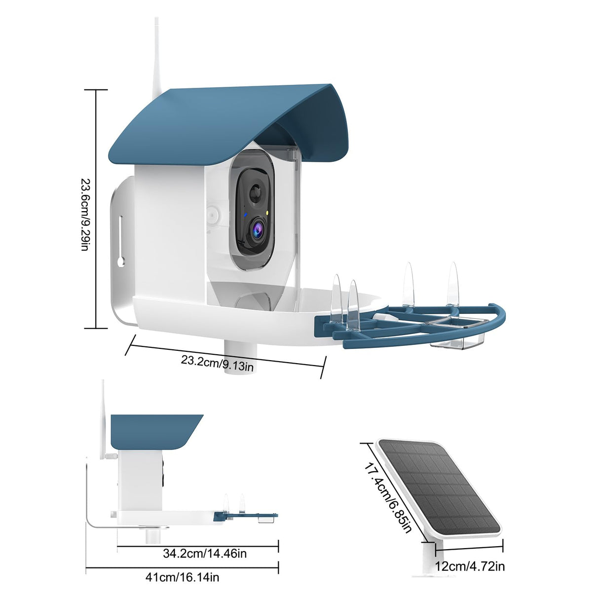 Bird Feeder with Camera,AI Identify Birds Species,Smart Birds Camera with Solar Powered,Auto Record 2K Birds Video in Backyard,Instant Notifications,Ideal Gifts for Family and Bird Lovers,Navy Blue