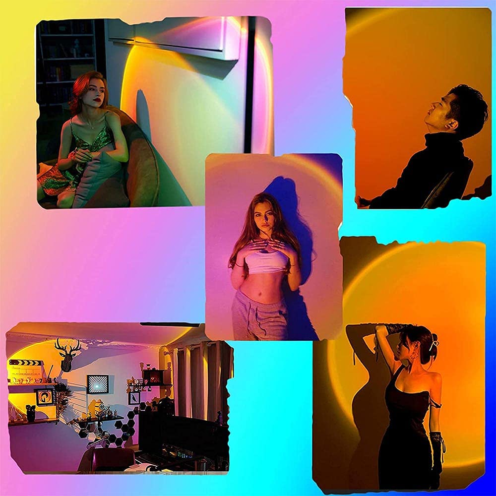 YouOKLight Sunset Lamp, Sunset Projector Lamp 10W LED Sunset Light Night Light 180 Degree Rotation Romantic Rainbow Light USB Charging for Bedroom Party Home Decor, Rainbow…