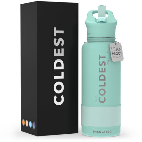 Coldest Insulated Water Bottle with Straw Lid - Stainless Steel Metal Thermos for Men & Women (Matte Black, 32 oz)