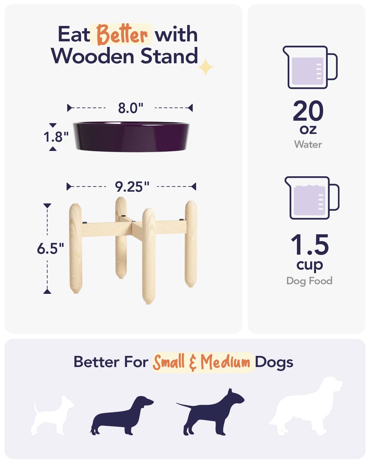 LE TAUCI Dog Bowls Slow Feeder Ceramic, 1.5 Cups Slow Feeding Dog Bowl Small Medium Breed, Puppy Slow Feeder Bowl for Fast Eater, Dog Dishes to Slow Down Eating, Puzzle Dog Food Bowl, Maze Purple