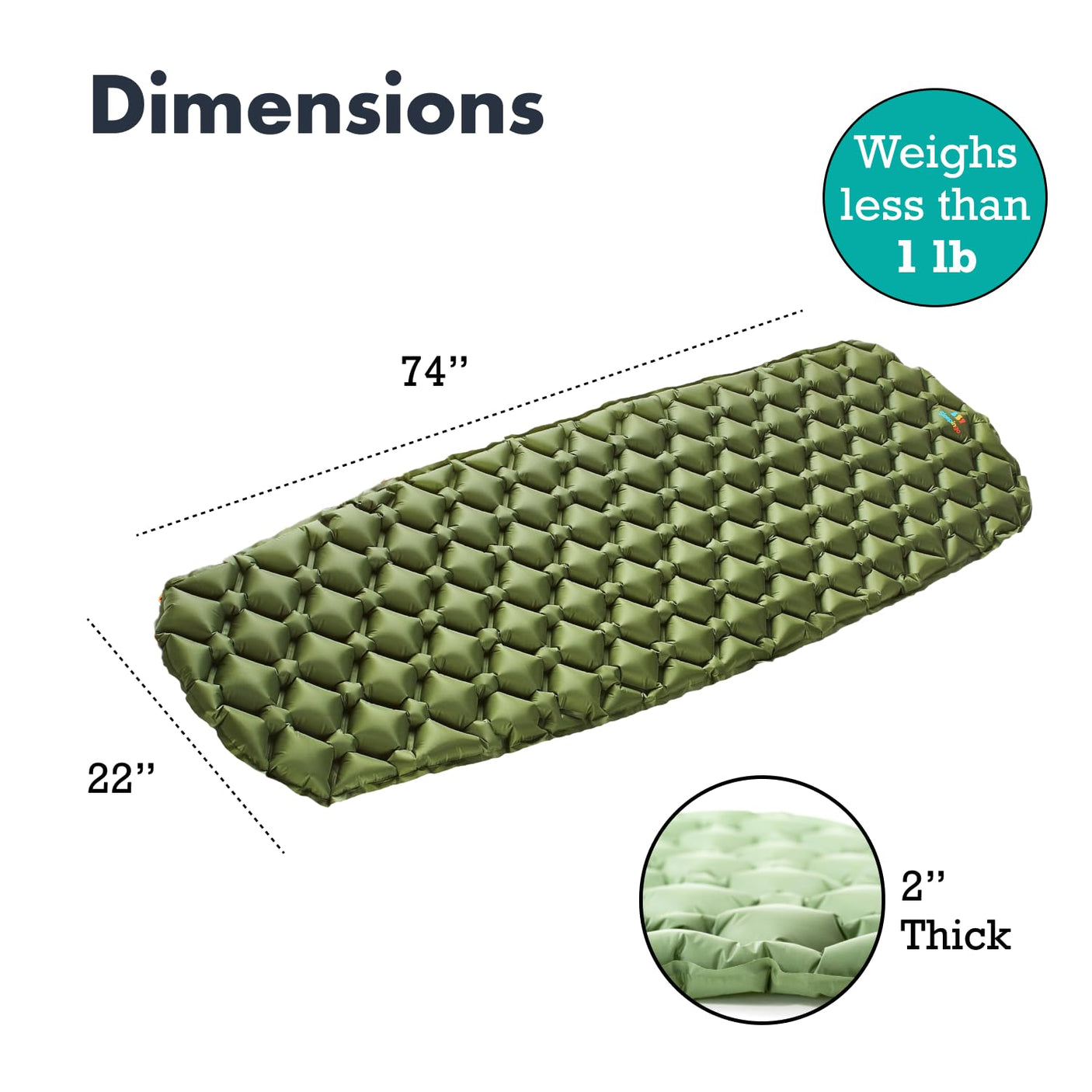 Ultralight Sleeping Mat - Inflatable & Compact Camping Air Mattress for Backpacking, Hiking