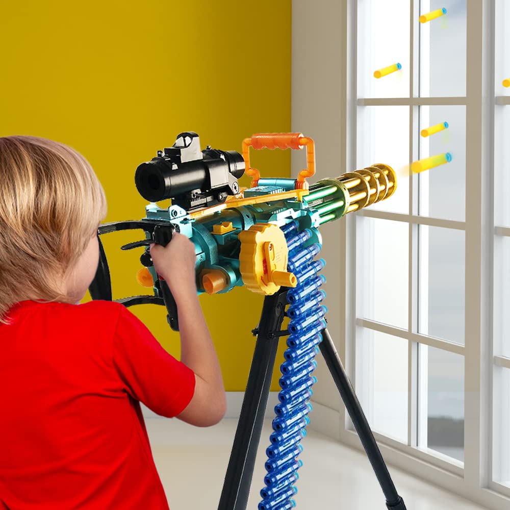 ArtCreativity Dart Gun Super Powerful Electronic Gatling Toy Gun for Kids, Mini Gun Rapid Toy Machine Gun with Foam Dart Blaster, Kids Revolving Toy Minigun with Automatic and Manual Mode