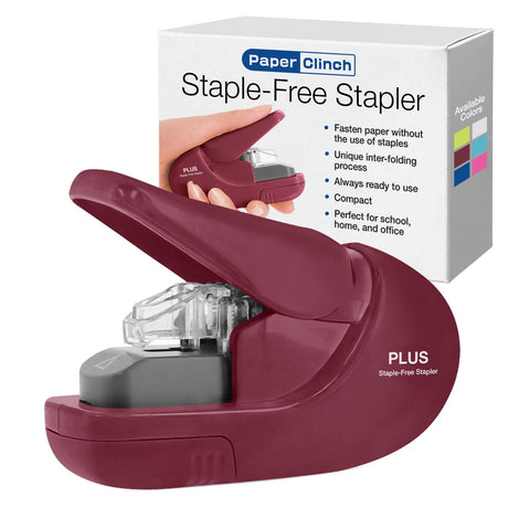 Plus Paper Clinch Compact Staple Free Staple Blue Turquoise