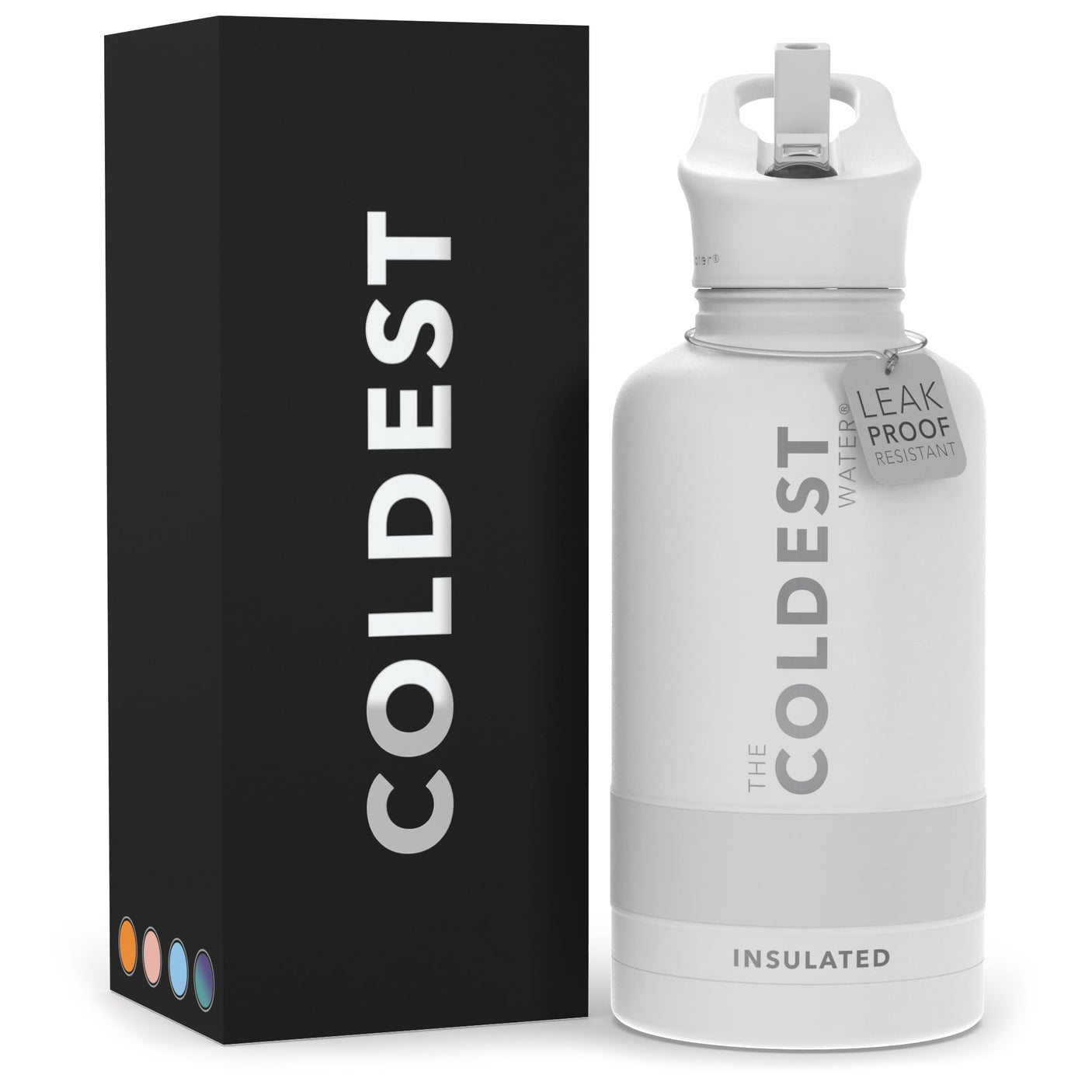 Coldest Insulated Water Bottle with Straw Lid - Stainless Steel Metal Thermos for Men & Women (Matte Black, 32 oz)