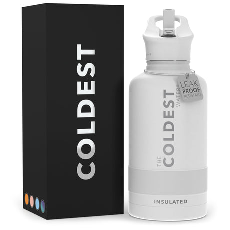 Coldest Insulated Water Bottle with Straw Lid - Stainless Steel Metal Thermos for Men & Women (Matte Black, 32 oz)