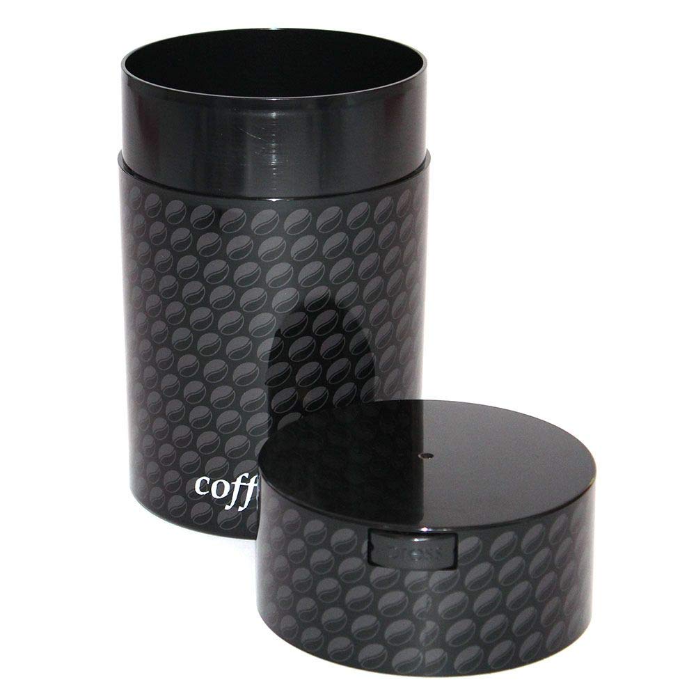 1LB Patented Airtight Multi-use Vacuum Works as Smell Proof Ground Coffee Bean Containers. Black Cap and Body, 1.85-Liter/1.6-Quart