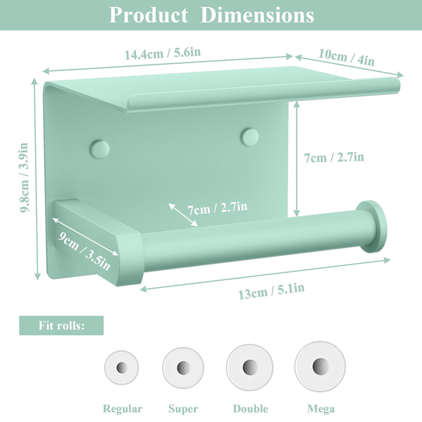 Tindbea Toilet Paper Holder with Phone Shelf, Adhesive or Screw Wall Mount Toilet Tissue Roll Holder, Rustproof & Multifunctional Stainless Steel Bathroom Storage Dispenser (Brushed Nickel)