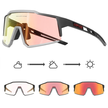 KAPVOE Photochromic Cycling Glasses MTB Clear Mountain Bike Transition Bicycle Sunglasses for Men Women - K9022