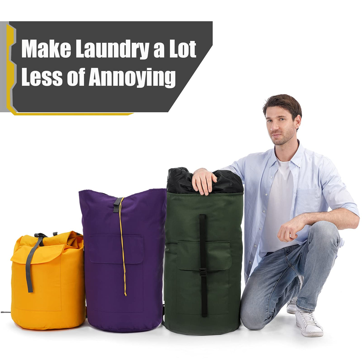 Laundry Bag Backpack Extra Large, 115L Laundry Backpack with Padded Shoulder Strap, Sturdy Travel Laundry Bags, Hanging Laundry Bag for College Dorm, Apartment, Clothes Hamper Bag for Laundromat